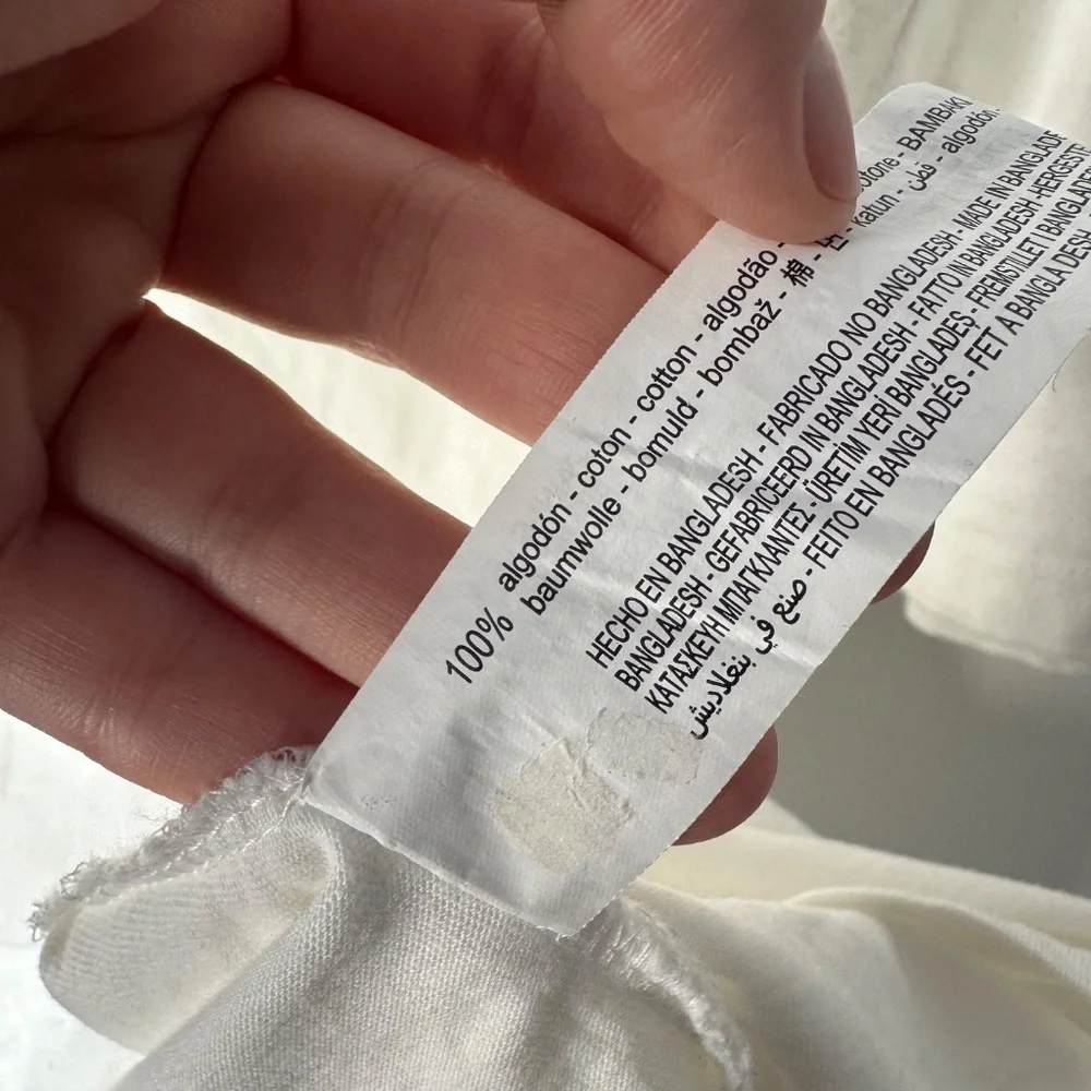ZARA 100% cotton long white t-shirt size L - Picture 4 of 8